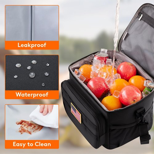 Lifewit Tactical Lunch Box for Men, Insulated Lunch Bag Adult, Heavy Duty Large Lunch Soft Leakproof Cooler Bag for Women with Adjustable Shoulder Strap for Work Camping Fishing, 9L 12Can, Blcak