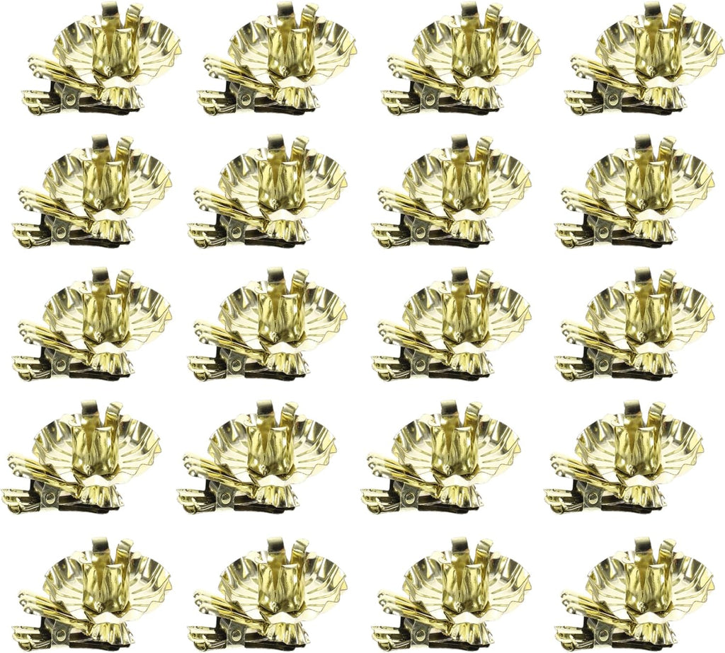 Skiennix Gold Flower-Shaped Candle Holders - 20PCS Clip-On Design for Christmas & Special Events