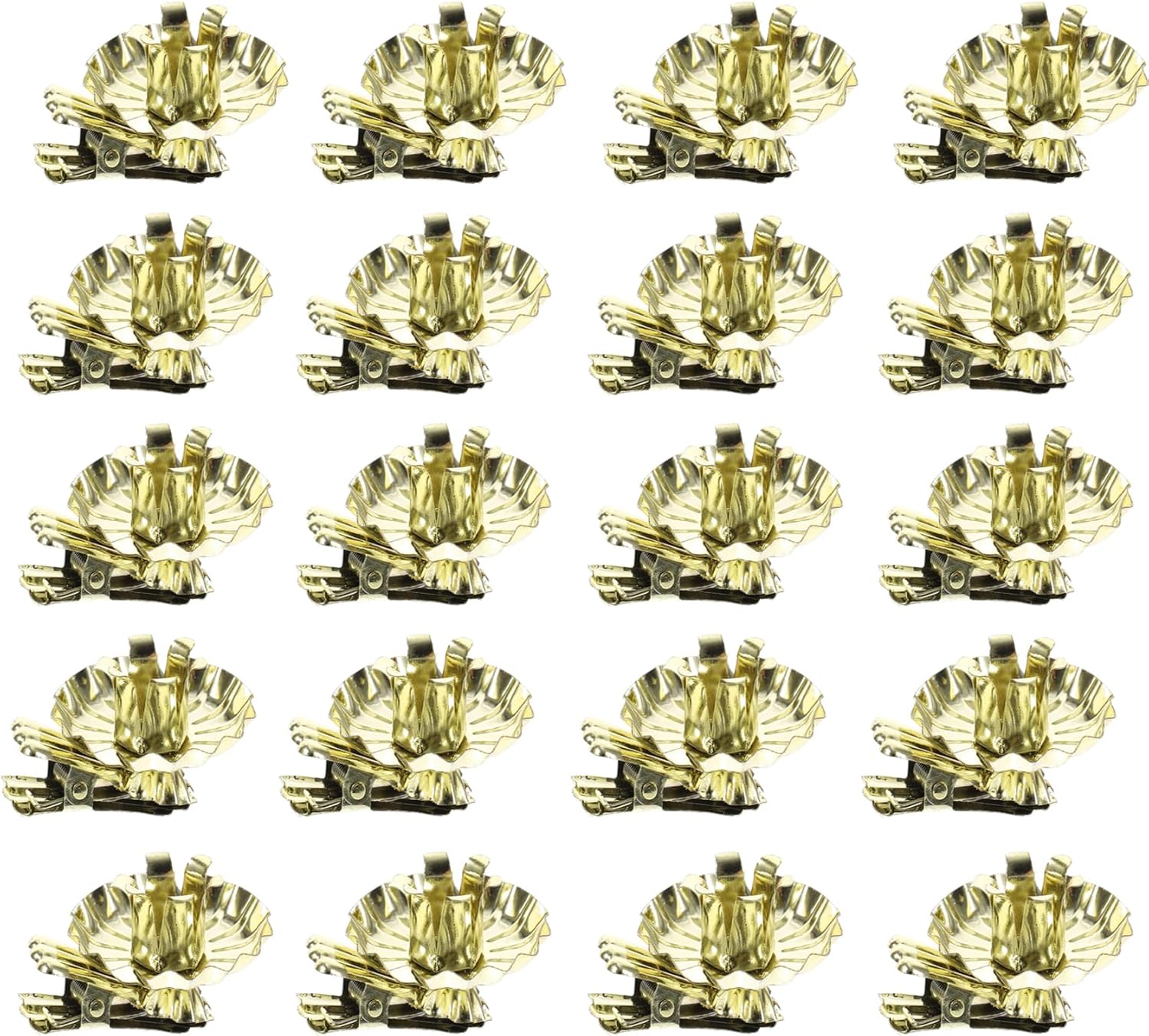 Skiennix Gold Flower-Shaped Candle Holders - 20PCS Clip-On Design for Christmas & Special Events