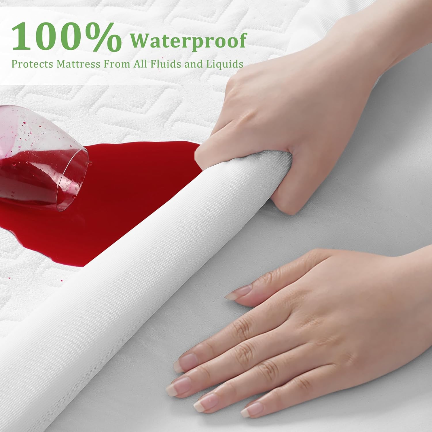 Skiennix Premium Waterproof Mattress Protector - Breathable 4D Air Cooling Queen Size Pad | Noiseless & Vinyl Free (White)