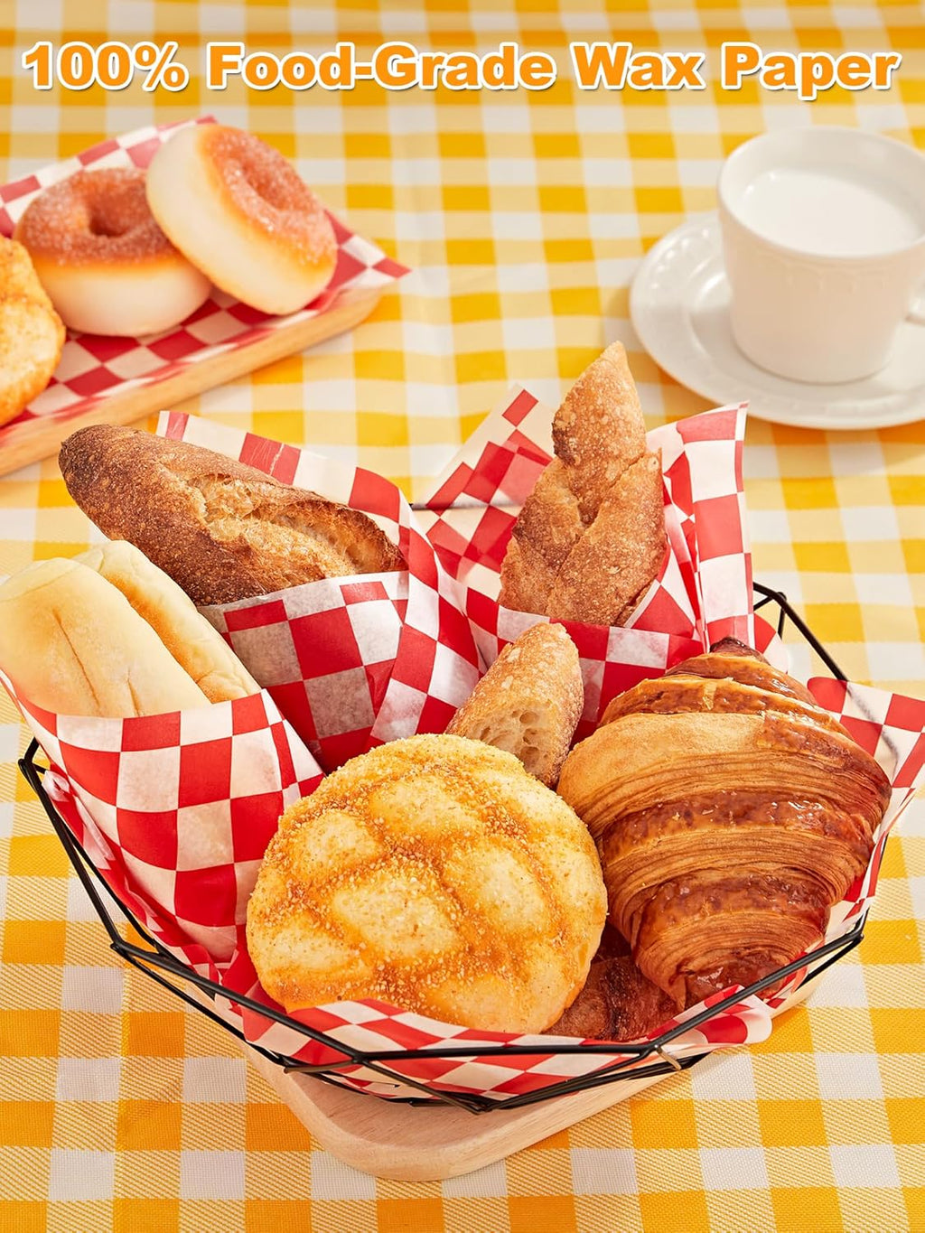 SMARTAKE 12 x 12 Inches Non-Stick Wax Paper - 250 Pcs Red Plaid Hamburger Patty & Sandwich Wraps