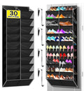 Kotkn 10-Tier Over the Door Shoe Organizer, 20 Pockets Holds 20-30 Pairs, Heavy-Duty Oxford Fabric with Hexagon Mesh for Boots & Sneakers-Black