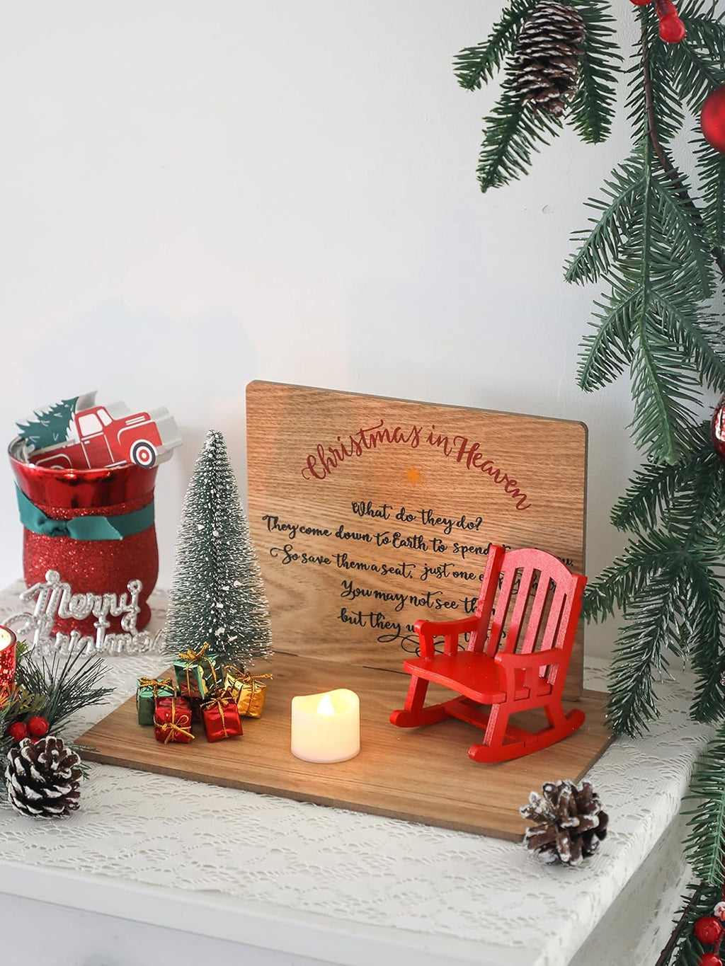 Regine Switzerland Christmas Memorial Candle Holders - Rocking Chair Ornament for Remembrance
