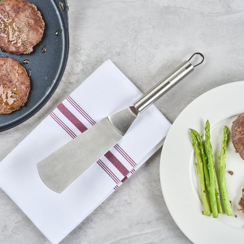 Restaurantware 11" Stainless Steel Turner - 6 Pack - German Standard Kitchen Spatula with Ergonomic Handle, Heat-Resistant - Heavy-Duty Steel Spatula for Flipping Burgers, Eggs, Meat