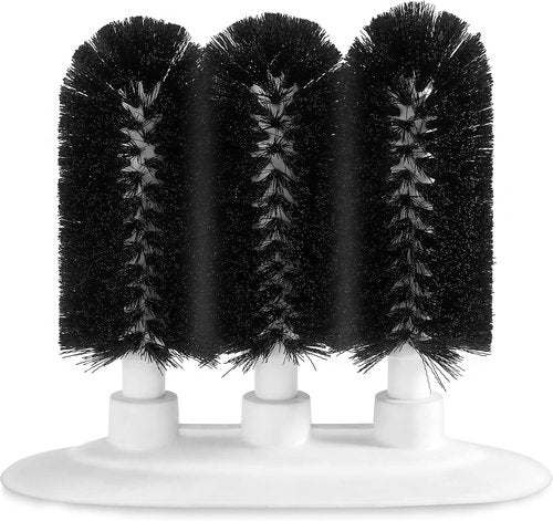 New Star Foodservice 54484 Triple Brush Bar Glass Washer - 3 Brushes - Suction Base, Non-Battery