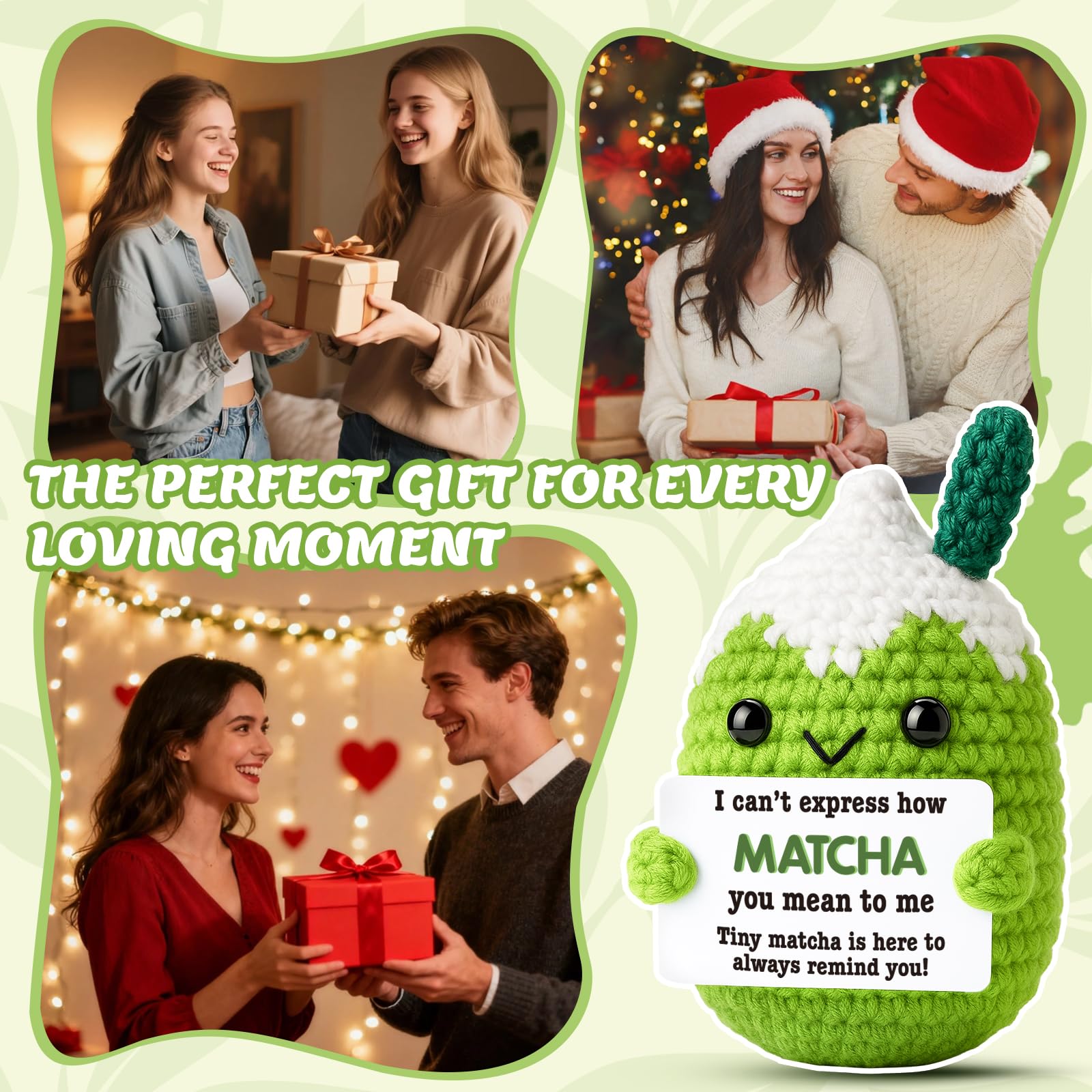 Ovrrcame How Matcha You Mean to Me Crochet Decor Funny Christmas Valentine's Day Present for Him Her, Handmade Appreciation Gift Idea for Partner Friend Coworker, Stocking Stuffer