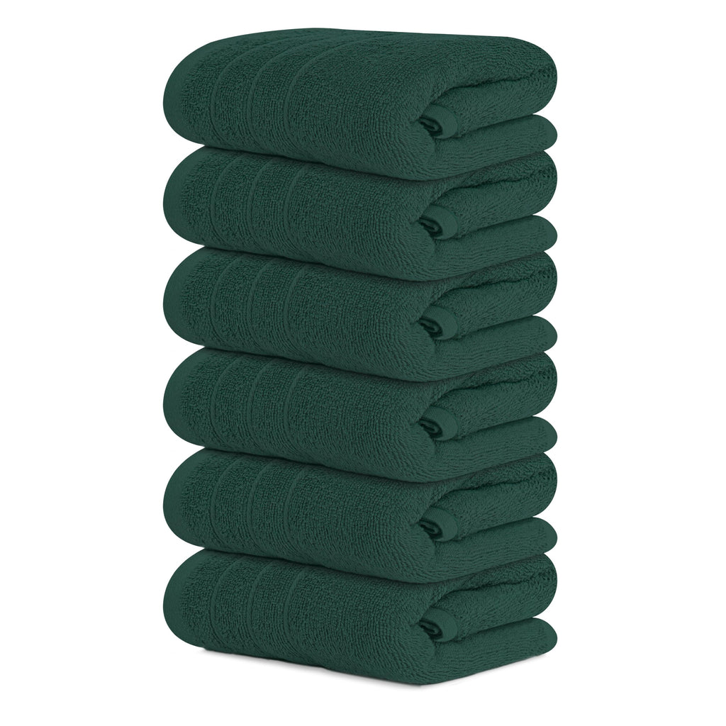 Tens Towels Pack of 6 Hand Towels, 100% Cotton, Lighter Weight, Quick to Dry, 16 x 28 Inches, Super Soft & Absorbent, Perfect for Bathroom & Kitchen (Hunter Green)