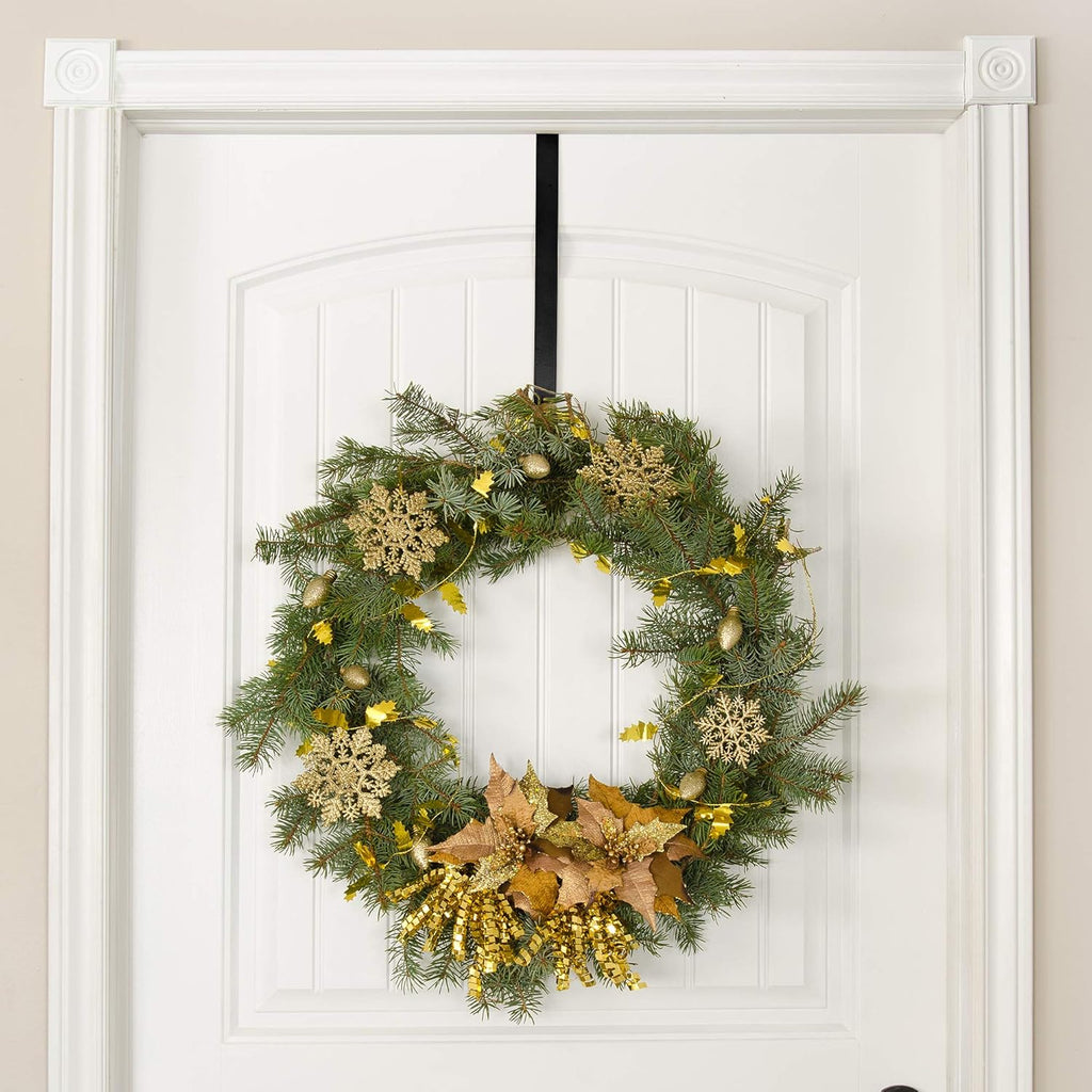 RN'D Over Door Wreath Hanger Hook - Slim Metal Holder for Seasonal Decor | Black, 12-Inch