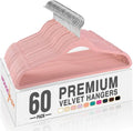 HOUSE DAY Velvet Hangers - 60 Pack Non-Slip Heavy Duty Felt Hangers for Closet Organization | Light Pink