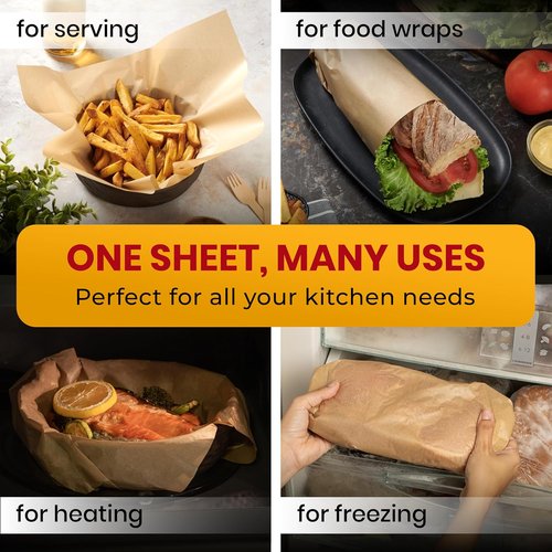 Baker’s Signature Quarter Sheet Pans | 120 Precut Parchment Paper Baking Sheets – Non-Toxic & Silicone Coated