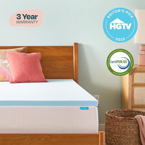 Linenspa Memory Foam Mattress Topper - 2 Inch Gel-Infused Queen Size - Plush, Cooling & Pressure Relieving