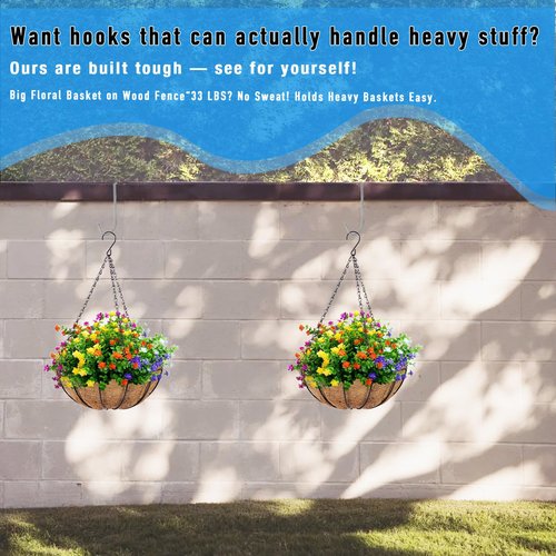 Adjustable Outdoor Light String Hooks for 6-11 inch Concrete Cinder Block Wall and Fences,6 Pcs Metal No Drill String Light Hangers,Outside Hanging Rope Lights Cable Cord Holders Organizer (6-11 in)