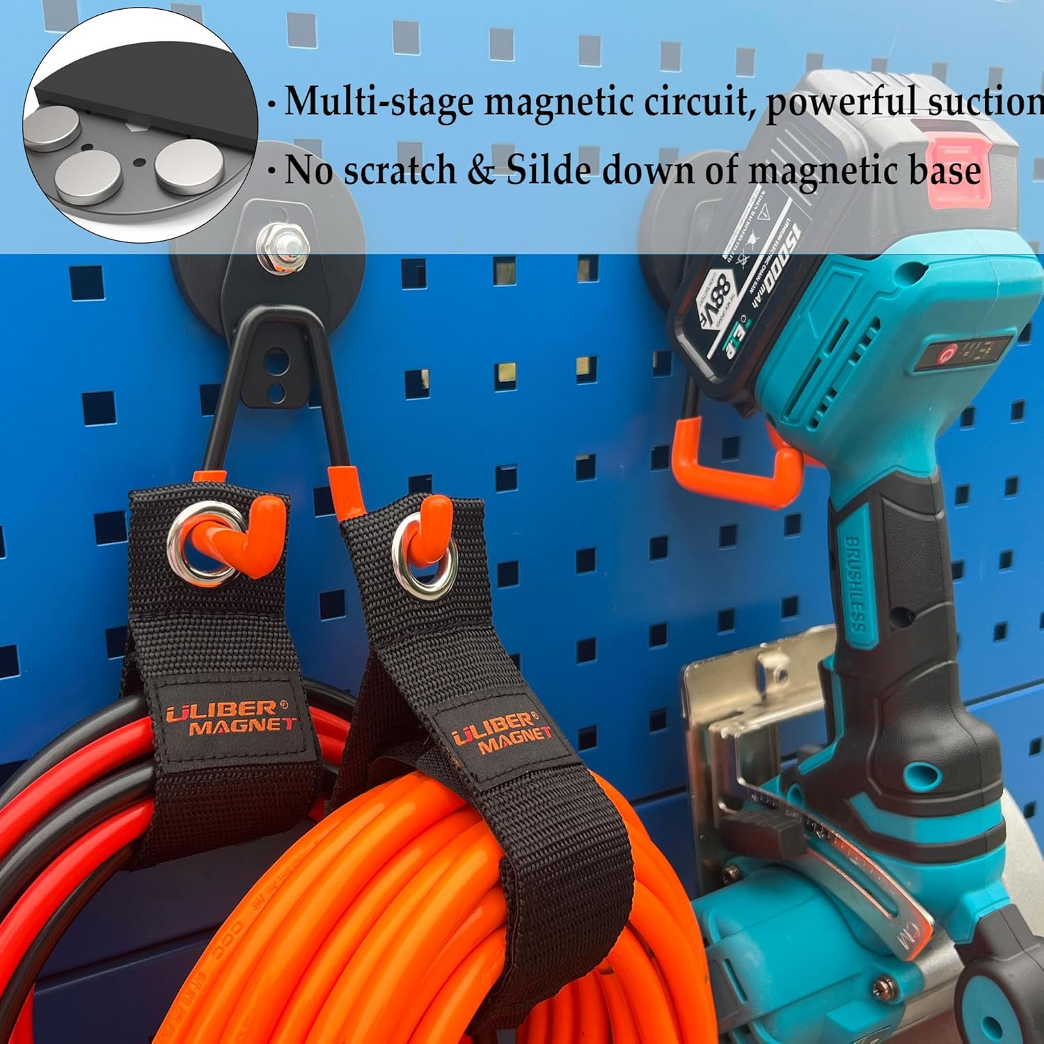 ULIBERMAGNET Heavy Duty Magnetic Garage Hooks - 10 Pack Strong Hooks for Tools & Storage | Orange