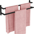 Skiennix Double Towel Bar - 24-Inch Stainless Steel Wall-Mounted Towel Rack in Matte Black