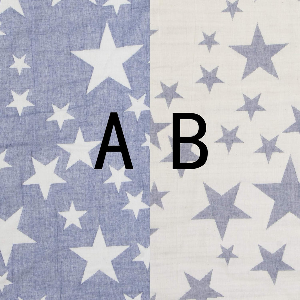 NTBAY Oversized Muslin Cotton Toddler Blanket - Super Soft Reversible Nursery Bed Blanket, 45"x60", Blue/White Star