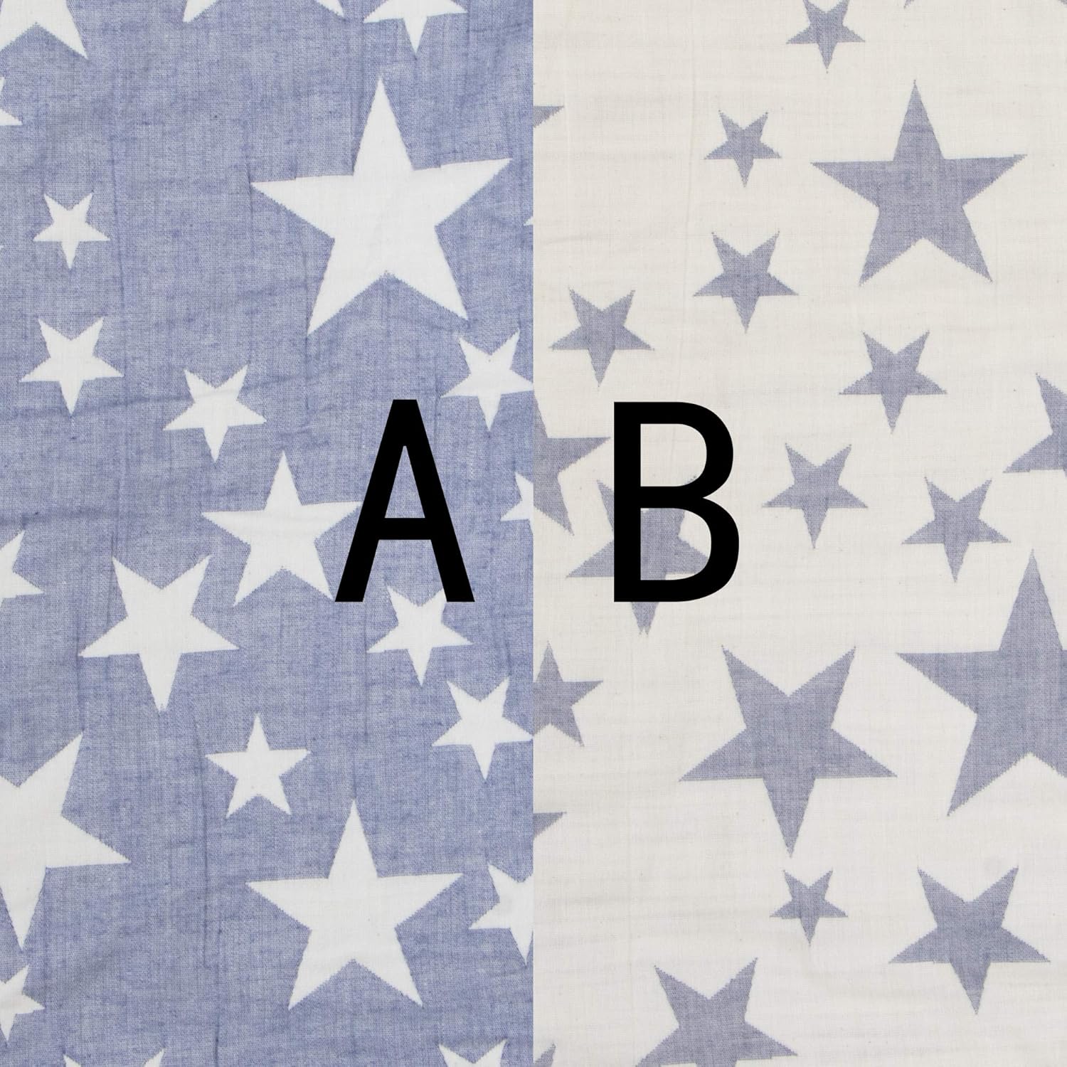 NTBAY Oversized Muslin Cotton Toddler Blanket - Super Soft Reversible Nursery Bed Blanket, 45"x60", Blue/White Star