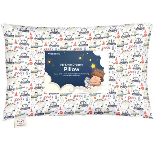 My Little Dreamy Toddler Pillow - Organic Cotton Travel Bed Pillow with Case | Soft & Breathable, 13x18, Dino Patrol for Ages 2-5