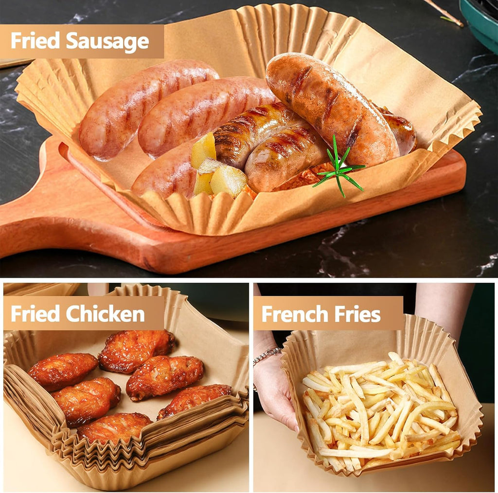 Skiennix 9-Inch Air Fryer Liners - 125PCS Non-Stick, Oil-Proof & High-Temperature Resistant Baking Paper
