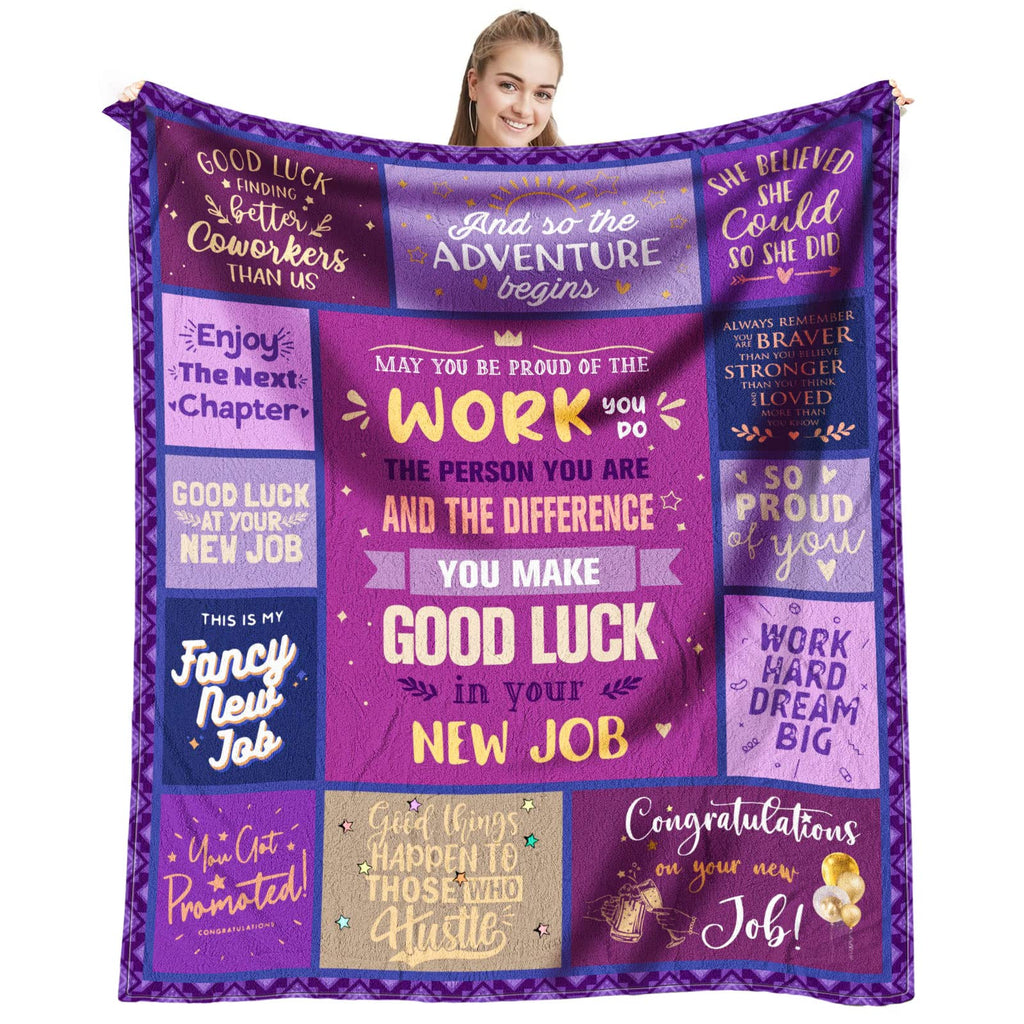 Dfaqehk New Job Gift for Women, Congratulation Promotion Gifts for Women, New Job Gifts for Her, Gift for Coworker Leaving, Job Promotion Presents Throw Blanket 60" x 50"