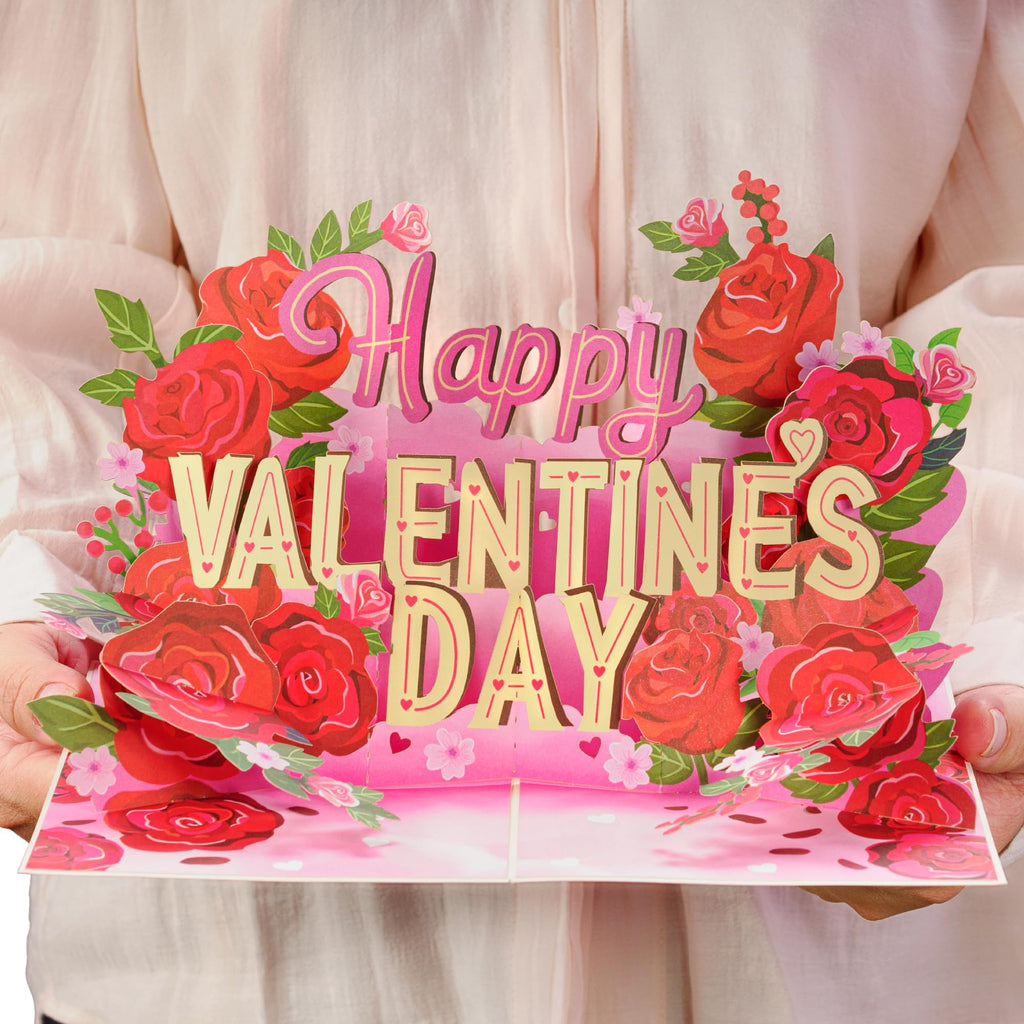 Paper Love Happy Valentine's Day Card, 3D Pop Up Valentine Cards - 5" x 7" Cover - Includes Envelope and Removable Note Card