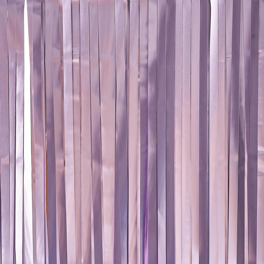 ParyWoo Light Purple Streamers - 8.2FT Metallic Lavender Foil Fringe Curtains for Parties & Events