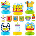 Andi Cppss Boy Story Honeycomb Centerpieces - 12PCS Boy Story Baby Shower Party Honeycomb Centerpieces Baby Boys Party Table Decoration It’s a Boys Stories Table Topper for Birthday Party Supplies