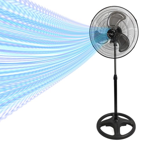 Vie Air 18 Inch Industrial Heavy Duty Pedestal Oscillating Metal Stand Fan, Black