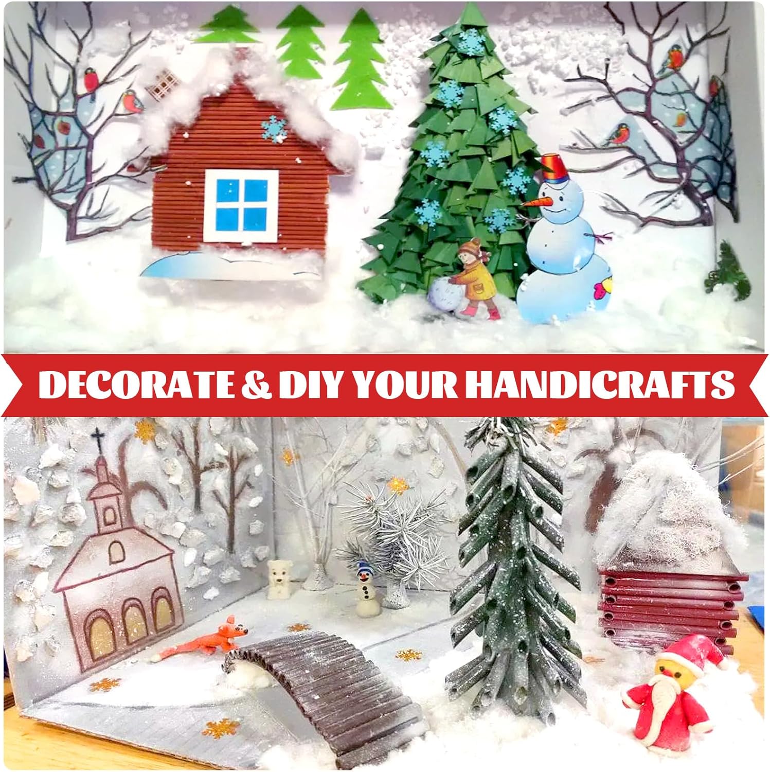 CH HAICHENG Christmas Fake Snow | Fluffy Cotton-Like Indoor & Outdoor Decorations - 350g (12.3oz)