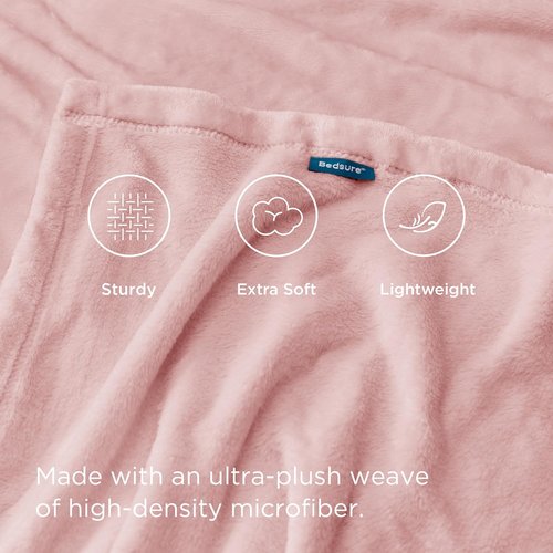 Bedsure GentleSoft Throw Blanket - Cozy Pink Fleece for Home Decor | 50x60 Inches, 300GSM