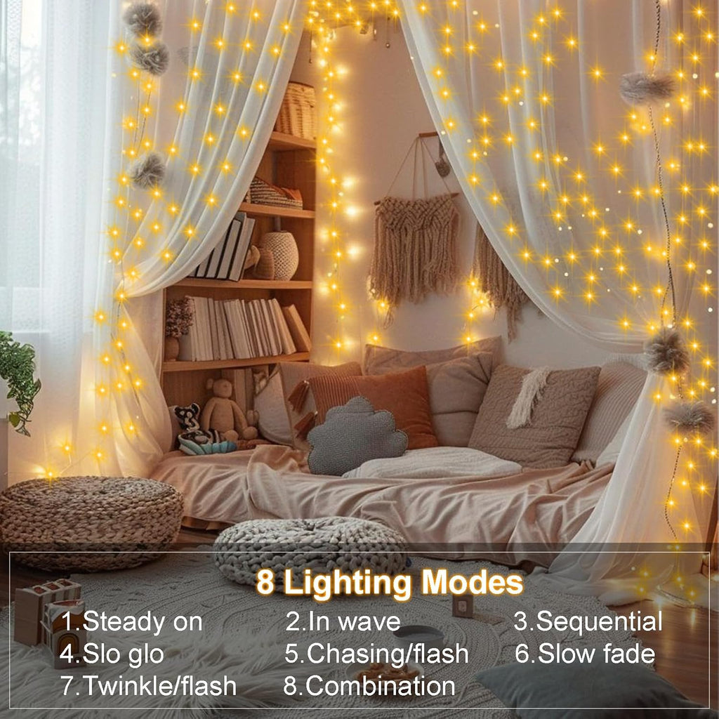 Skiennix Fairy String Lights - 33Ft 100 Micro LED Twinkle Lights | IP68 Waterproof with Remote for Bedroom & Garden Decor
