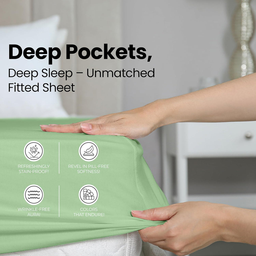 Utopia Bedding King Fitted Sheet - Soft Microfiber - Deep Pocket - Fade Resistant - Sage Green