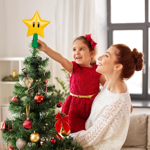 Christmas Tree Topper Mario Star - Super Decorations with Light Up LED : Plug in
