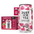 Just Ice Tea, Raspberry Flavored Black Iced Tea, 24-Pack (12oz Cans), USDA Certified Organic, Low Calorie, No Artificial Sweeteners, Fair Trade, Made in USA.