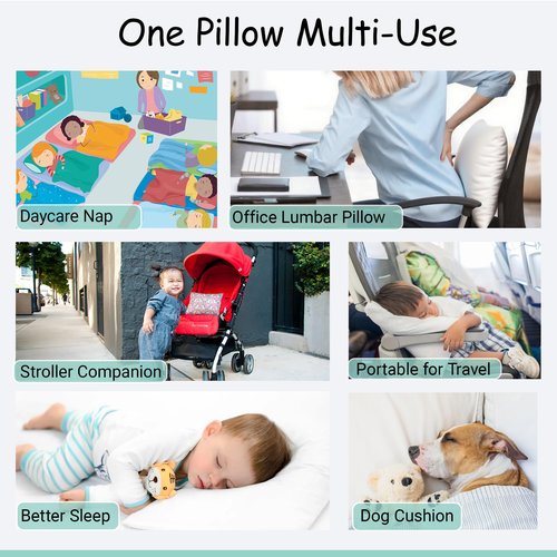 ZPECC Toddler Pillow with Pillowcase - 13x18 Organic Cotton Hypoallergenic Kids Pillow, Baby Essentials for Travel Crib Daycare Stroller (Intended for Age 2 and up) Car