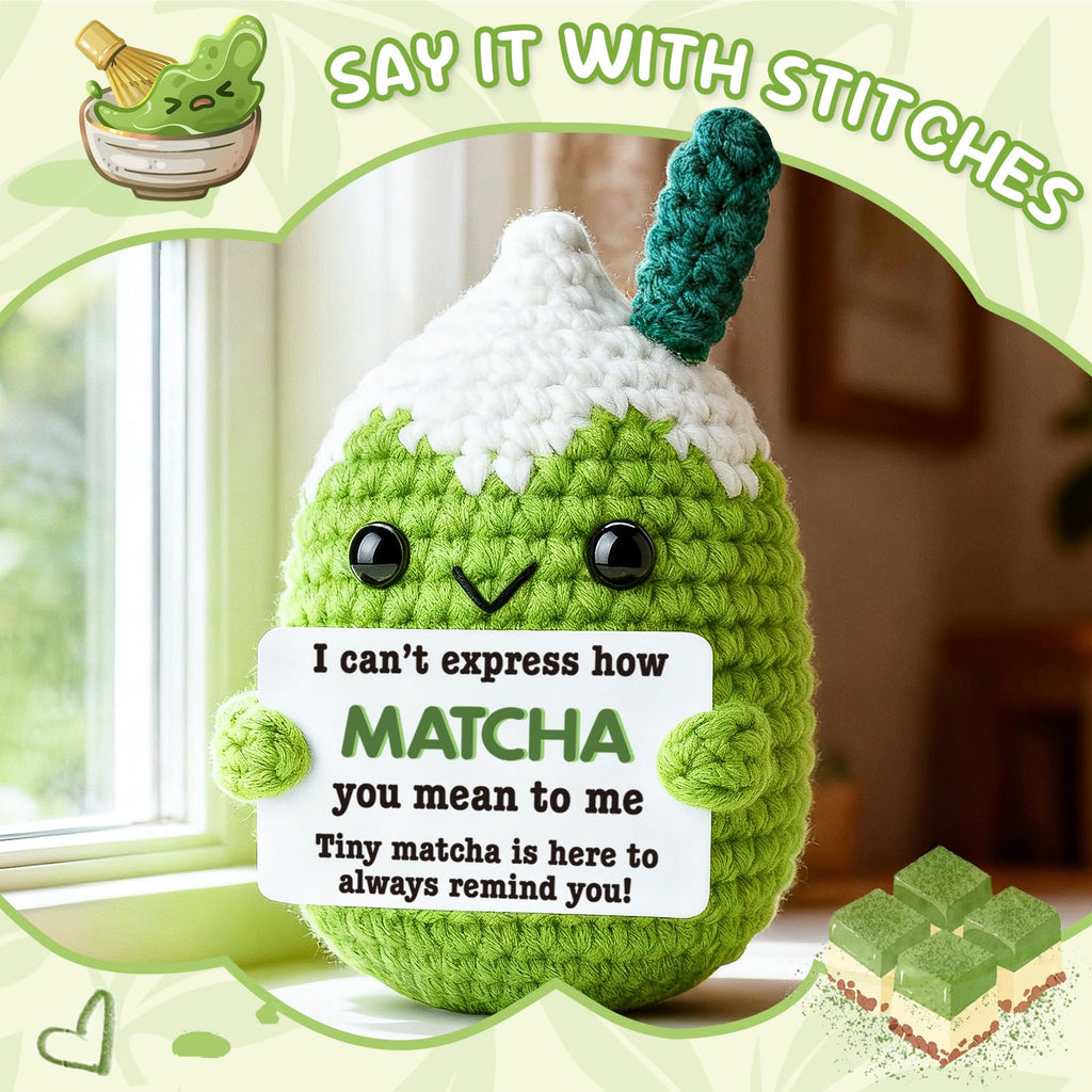 Ovrrcame How Matcha You Mean to Me Crochet Decor Funny Christmas Valentine's Day Present for Him Her, Handmade Appreciation Gift Idea for Partner Friend Coworker, Stocking Stuffer