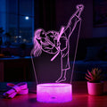 POSSHE Karate Girl Night Light, Karate Gifts, Taekwondo 3D Illusion Lamp with 16 Colors Changing, Timer, 4 Flash Modes and Dimmable, Kids Girls Room Decoration, Holiday Xmas Gifts