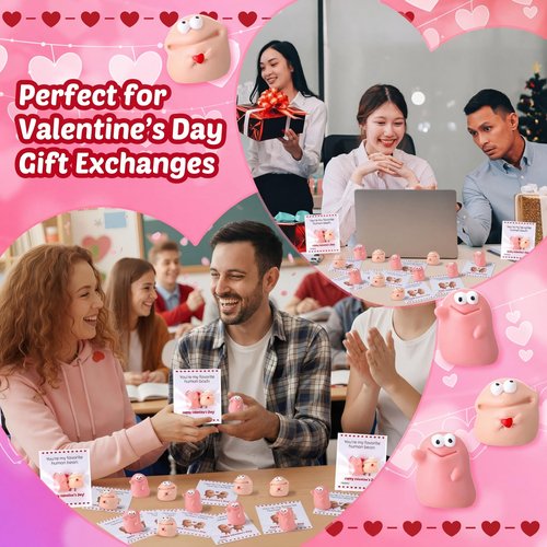 AceOrbit 24 Sets Valentines Day Resin Bean Gifts for Coworker Funny Mini Resin Beans with Valentines Day Cards Exchange Gifts Pun Emotional Support You're My Favorite Party Favors for Employee Adults