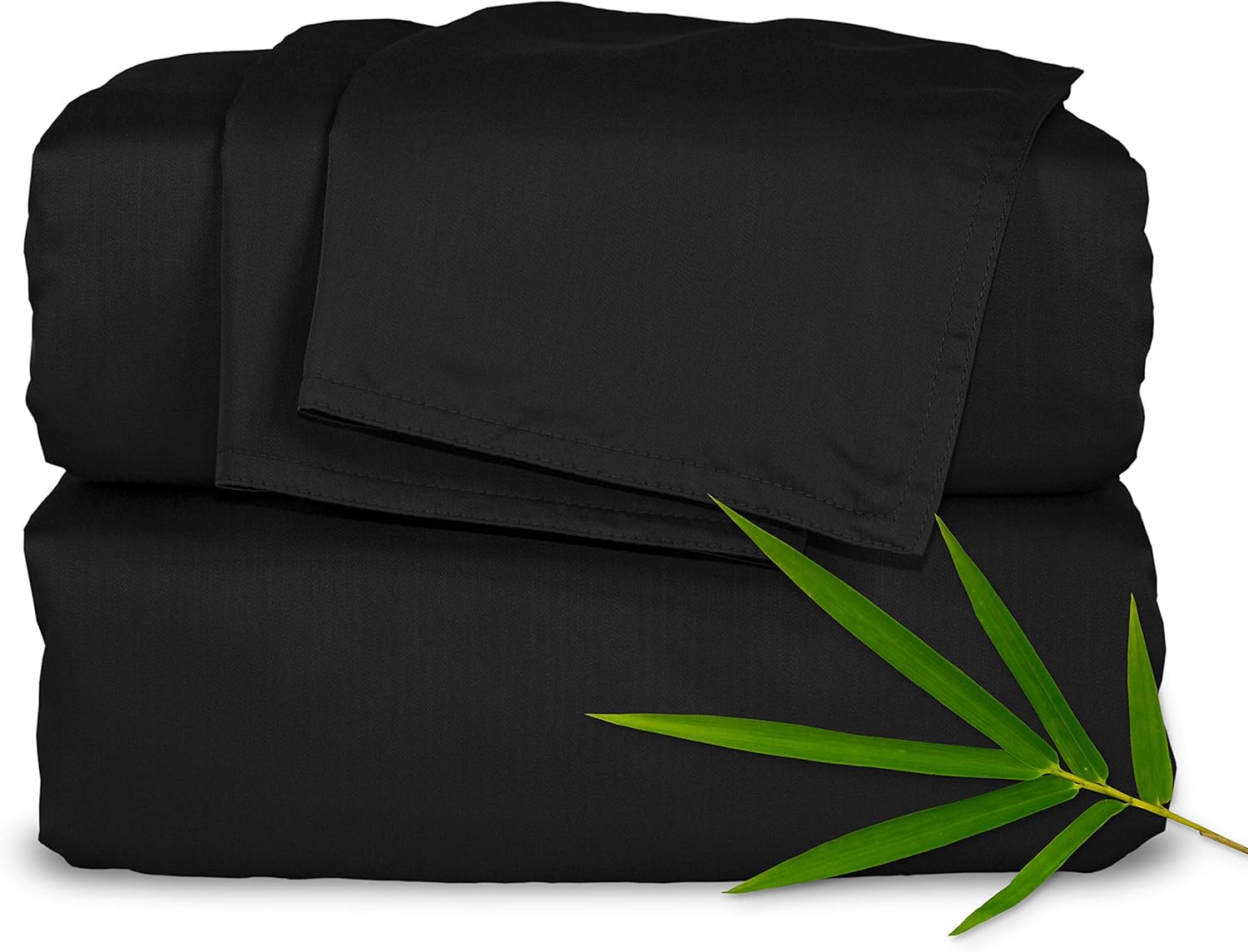 Pure Bamboo Twin Sheets - Luxuriously Soft & Cooling 100% Organic Viscose Bed Sheet Set | Black, Double Stitching