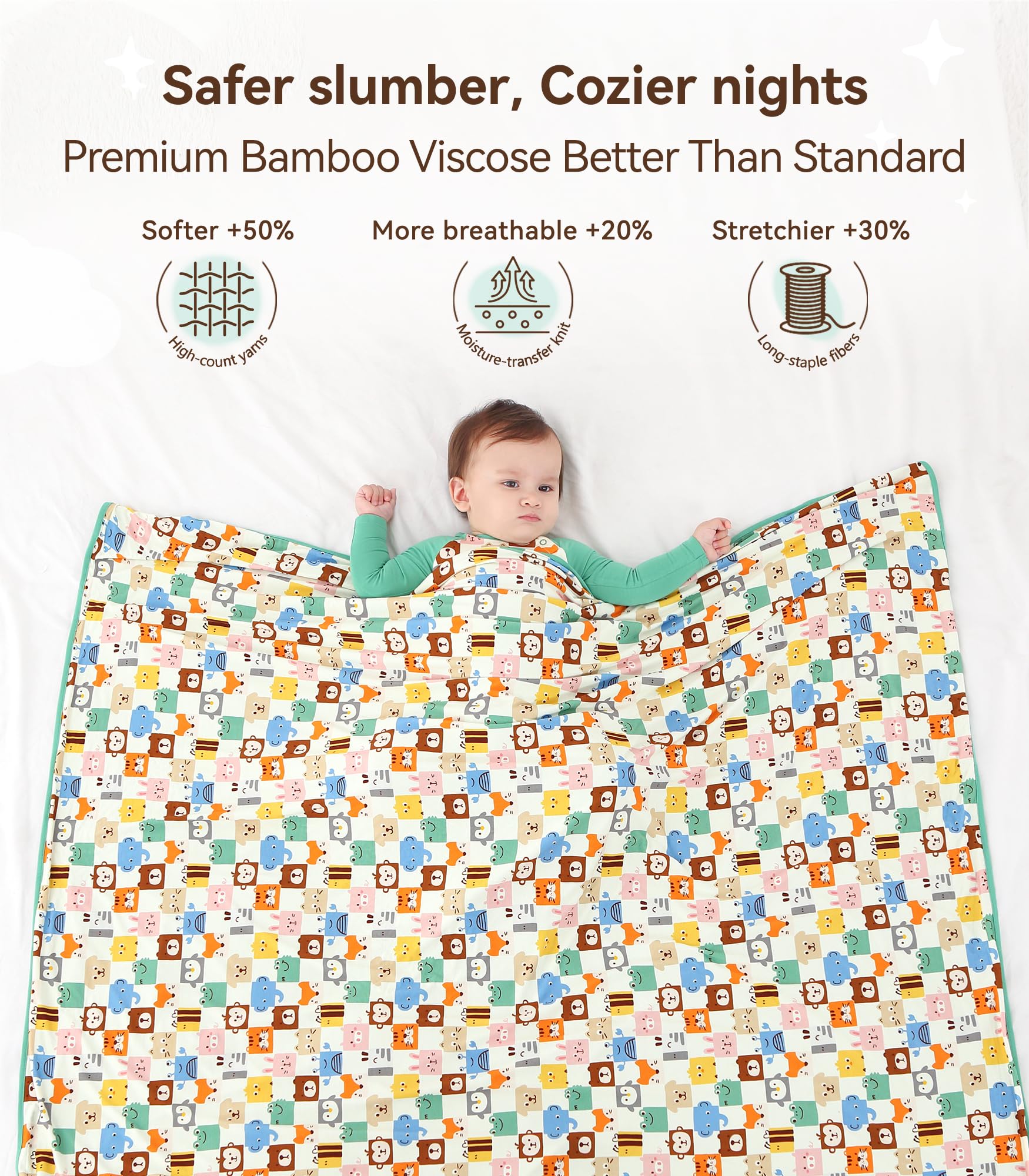 DREAMHALO Premium Baby Blankets, Soft Viscose from Bamboo Blanket for Boys and Girls, Nursery Crib Bedding Quilt for Newborn and Toddler, Cooling for Hot Sleepers 50'' x 50'' Bear