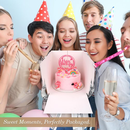 Cakebon Cake Boxes - 10x10x10 Inch 24-Pack Cajas para Pasteles - Cake Box with Window for Birthdays, Weddings and Parties