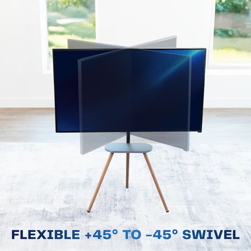 VIVO Artistic Easel 43 to 65 inch LED LCD Screen, Studio TV Display Stand, TV Mount with Swivel and Storage Shelf, Tripod Base, Black Bracket, Dark Walnut Legs, STAND-TV65A-S