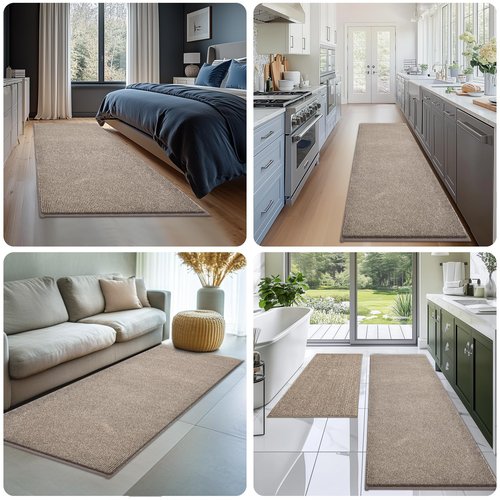 DOMUSTEX Washable Kitchen Rug 24" x 70" Rectangular, Non Slip Absorbent Indoor Entryway Runner Rug for Floor, Laundry, Bathroom, Bedroom (Roll Packing)