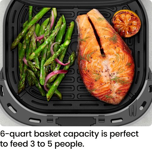 Chefman Air Fryer - 6 QT Compact Airfryer with Hi-Fry Technology & Easy-View Window - Grey
