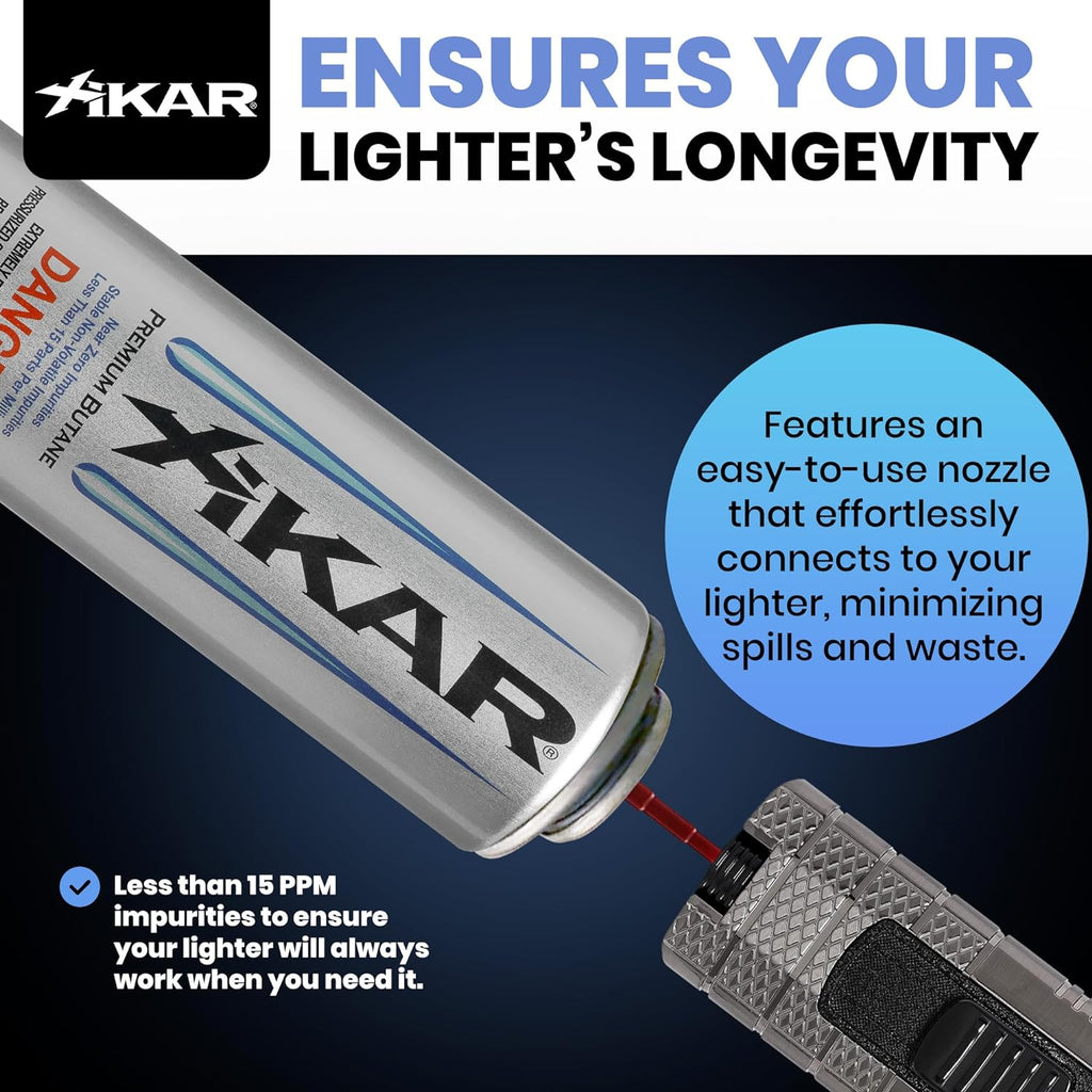 XIKAR PUROFINE Premium Butane Fuel Refill - Ultra Refined, Food Grade 400ml | Jet Flame Lighter & Torch Fuel (2 Pack)