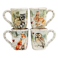 Winter’s Walk Set of 4 Ceramic Mugs – Enjoy hot cocoa, tea, or coffee in these delightful 16oz mugs adorned with foxes, owls, and raccoons, adding a touch of winter wonder to your mornings