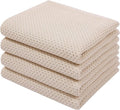 Homaxy Kitchen Dish Towels - Ultra Soft 100% Cotton Waffle Weave | Quick Drying, 13 x 28 Inches, 4-Pack, Beige