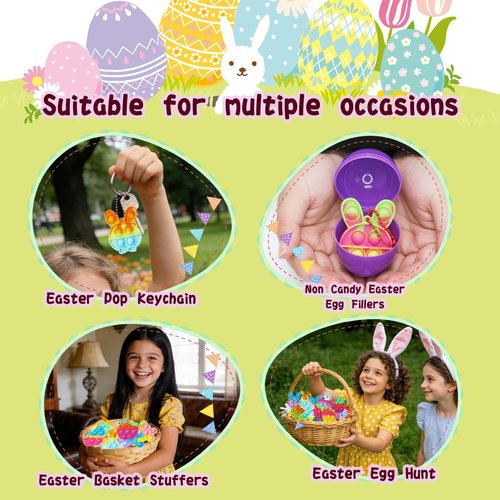 84Pcs Easter Party Favors for Kids,Easter Egg Fillers Basket Stuffers,Fidget Toys Bulk Its Birthday Gifts for Toddlers Adult,Classroom Prizes Box,Goodie Bag Stuffers,Treasure Chest Toy,Bubbles Poppers