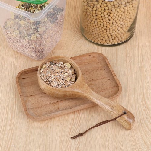 Giantree Wooden Kitchen Scoop, Wooden Bath Salt Ladle Rice Spoon Multipurpose 8.3 Inch Large Capacity Wooden Ladle Sauna Water Scoop for Cooking Stirring, Bath Salt, Canisters Flour