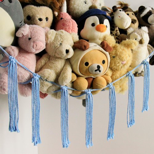 Mirolam Stuffed Animal Storage Hammock Net - Large Toy Organizer for Baby Nursery - Blue