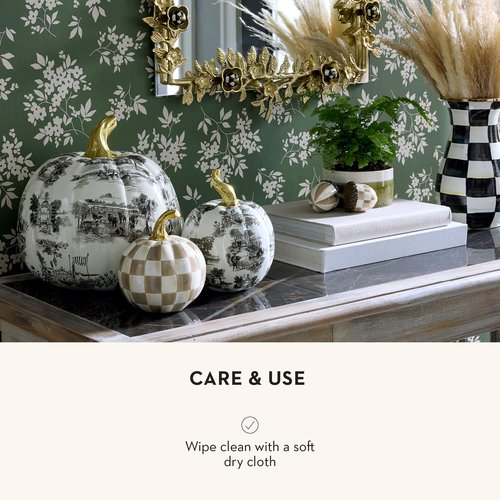 MACKENZIE-CHILDS Toile Small Resin Pumpkin, Halloween Tabletop Decor, Black